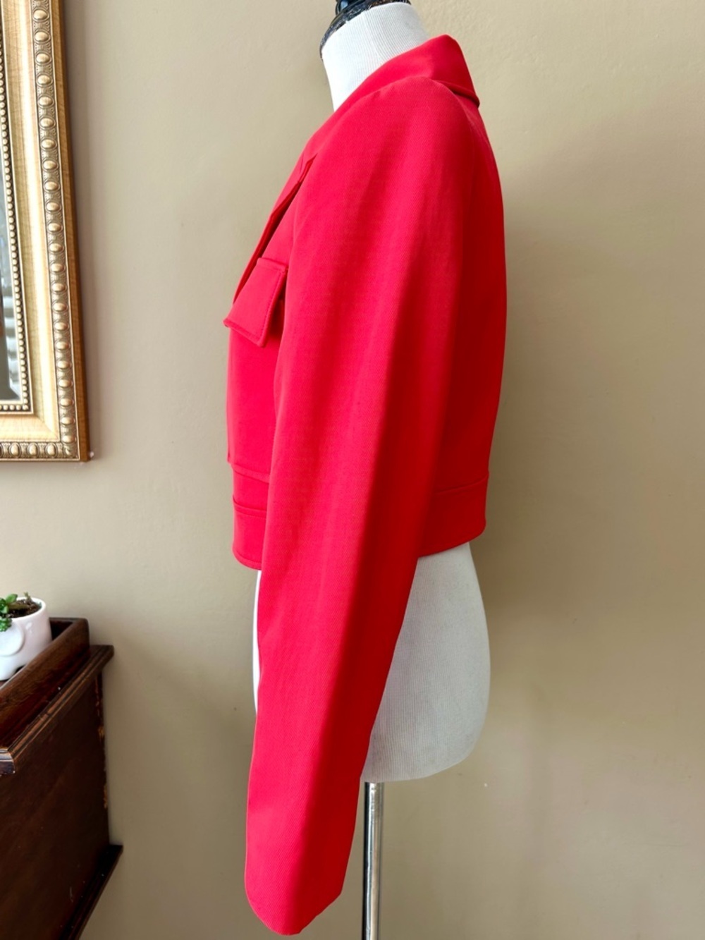 A.L.C. Reeve Cropped Blazer Jacket Patch Pocket Ruby Red Size 6 - Picture 10 of 16